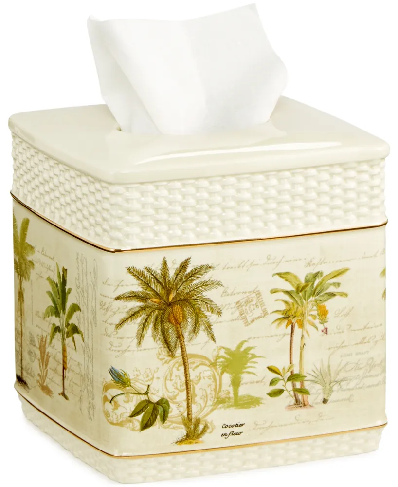 Avanti Colony Palm Tree Textured Ceramic Tissue Box Cover