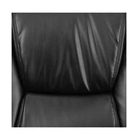 Emma+Oliver Big & Tall 500 Lb. Rated Leather Tufted Executive Side Reception Chair With Sled Base