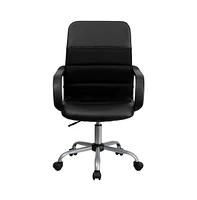 Emma+Oliver Mid-Back Leather And Mesh Swivel Task Office Chair With Arms