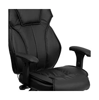 Emma+Oliver High Back Leather Multifunction Executive Swivel Ergonomic Office Chair With Lumbar Support Knob With Arms