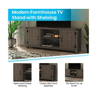 Merrick Lane Cambria Barn Door Style 59" Tv Stand For Up To 65"