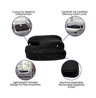 Memory Foam Portable Chair Seat Cushion With Zippered Removable Cover