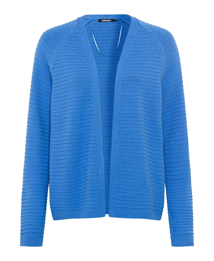 Olsen Women's Cotton Blend Long Sleeve Open Front Solid Cardigan