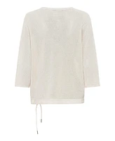 Olsen Women's 100% Cotton Dolman Sleeve Embellished Pullover