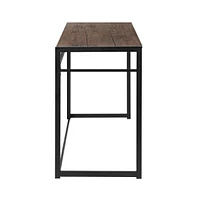 Merrick Lane Perth Folding Computer Desk With Rustic Wood Grain Finish And Metal Frame, Folding Laptop Desk For Home Office