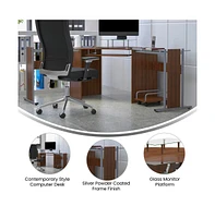 Laminate Corner Desk With Pull-Out Keyboard Tray And Cpu Cart