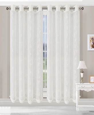 Superior Modern Scroll Sheer 2-Piece Curtains Panel Set with Grommet Header Top, 42" X 96"