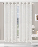 Superior Modern Scroll Sheer 2-Piece Curtains Panel Set with Grommet Header Top, 42" X 96"