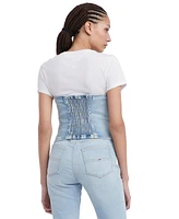 Tommy Jeans Women's Strapless Zip-Front Denim Top