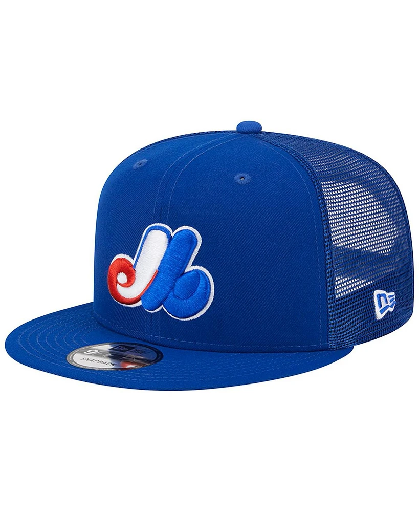 New Era Men's Royal Montreal Expos Cooperstown Collection Team Color Trucker 9Fifty Snapback Hat