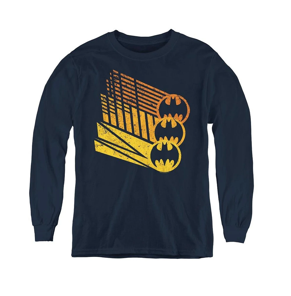 Batman Boys Youth Bat Signal Shapes Long Sleeve Sweatshirts