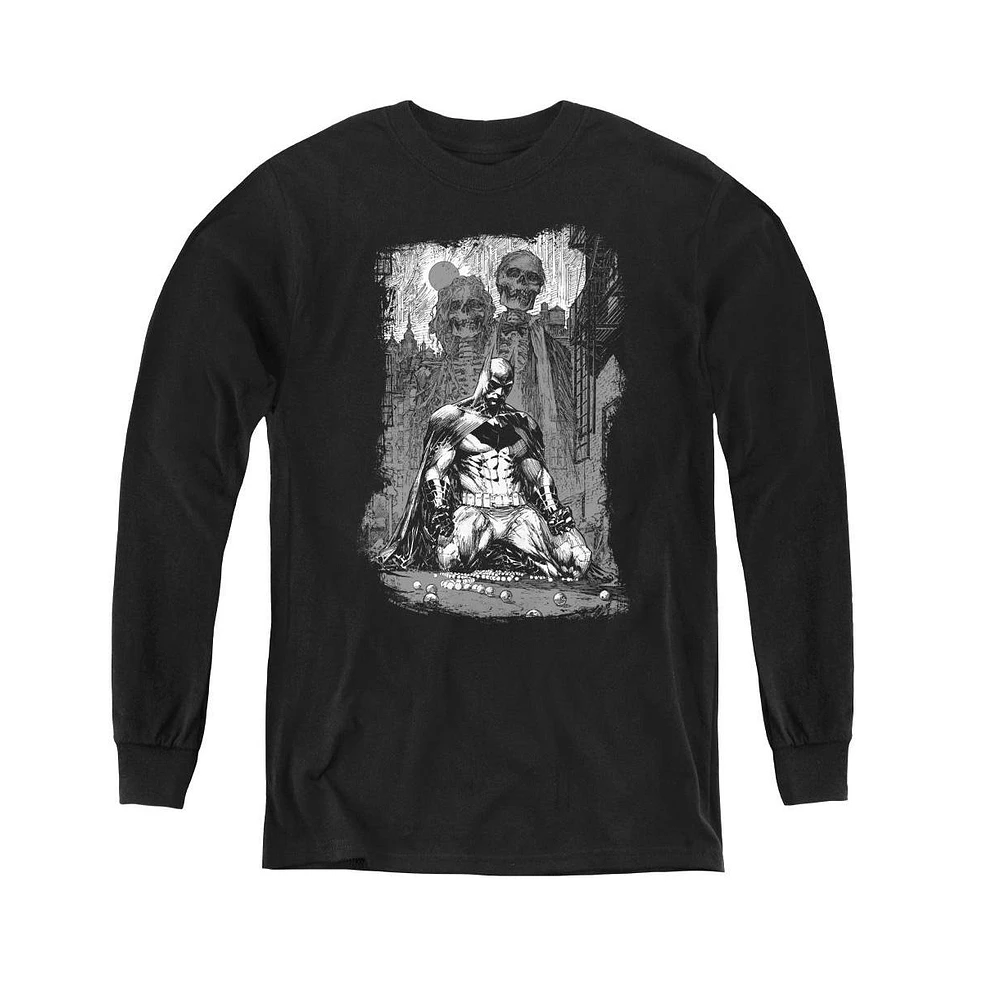 Batman Boys Youth Sketchy Shadows Long Sleeve Sweatshirts