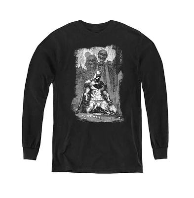 Batman Boys Youth Sketchy Shadows Long Sleeve Sweatshirts