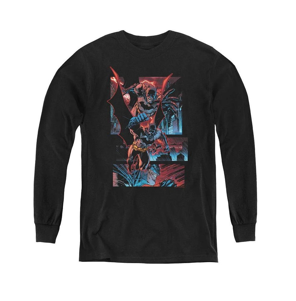 Batman Boys Youth Dark Knight Panels Long Sleeve Sweatshirts