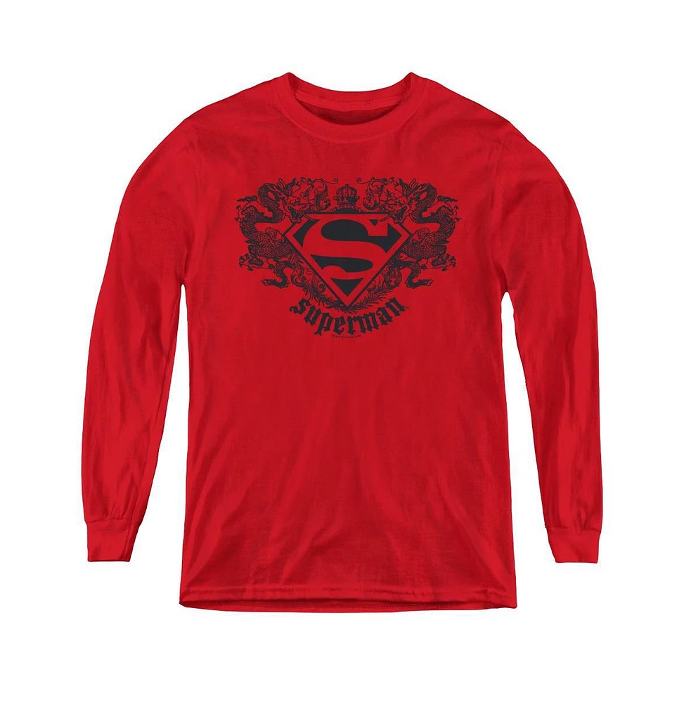 Superman Boys Youth Dragon Long Sleeve Sweatshirts