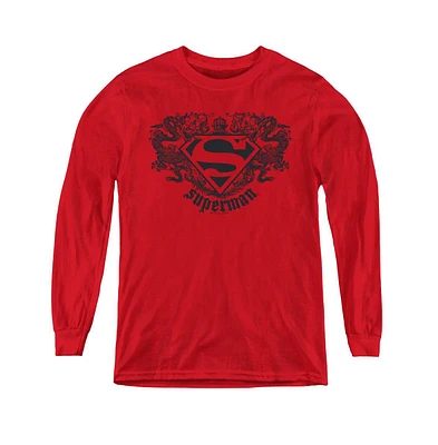 Superman Boys Youth Dragon Long Sleeve Sweatshirts