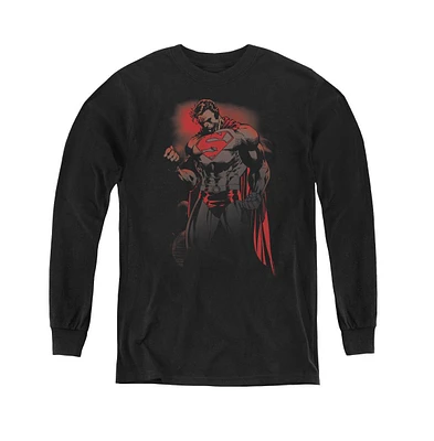 Superman Boys Youth Red Son Long Sleeve Sweatshirts