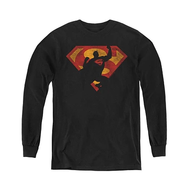 Superman Boys Youth S Shield Knockout Long Sleeve Sweatshirts