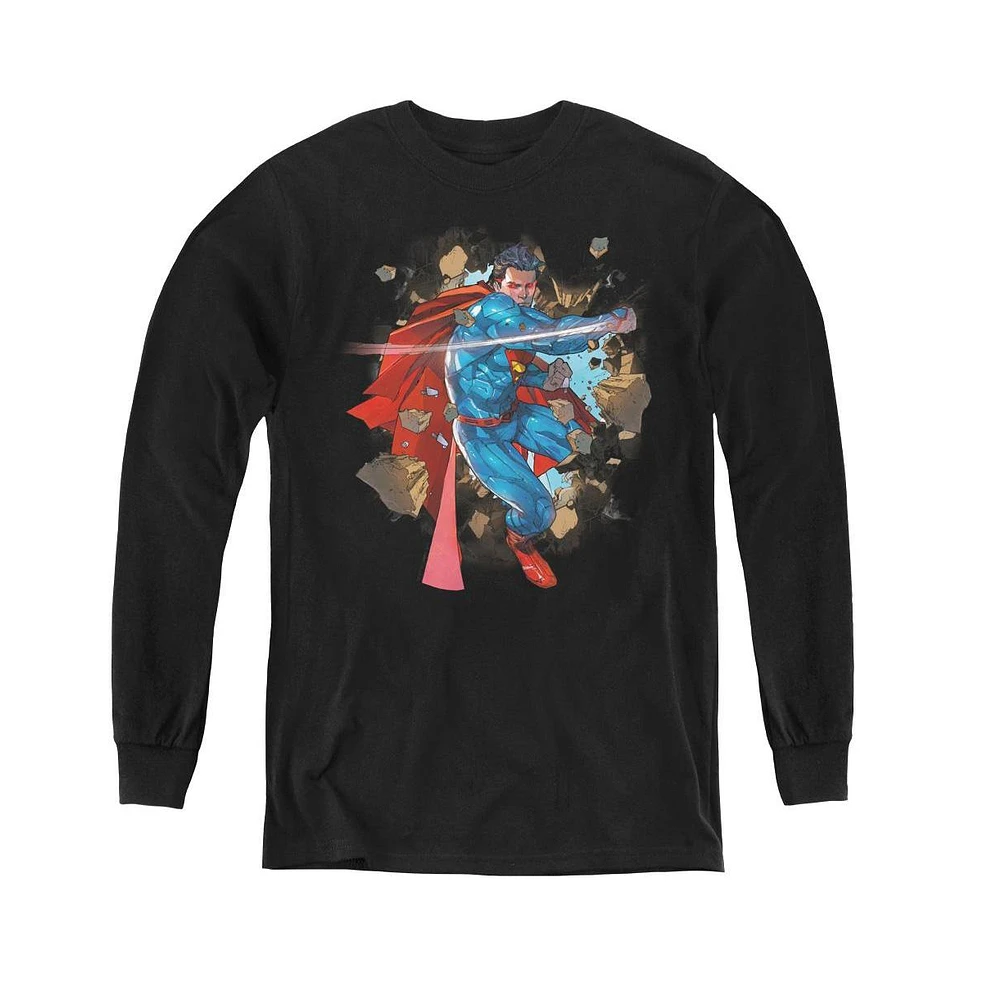 Superman Boys Youth Rock Breaker Long Sleeve Sweatshirts