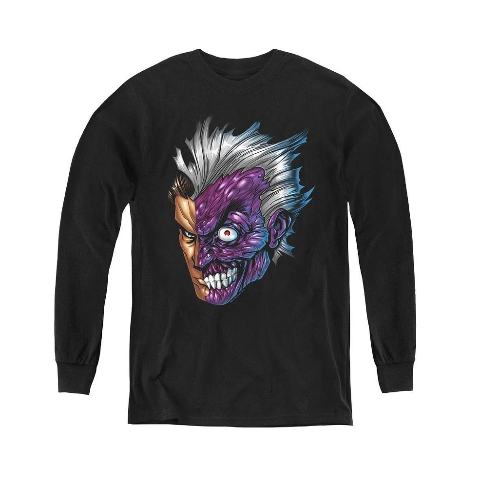 Batman Boys Youth Just Face Long Sleeve Sweatshirts