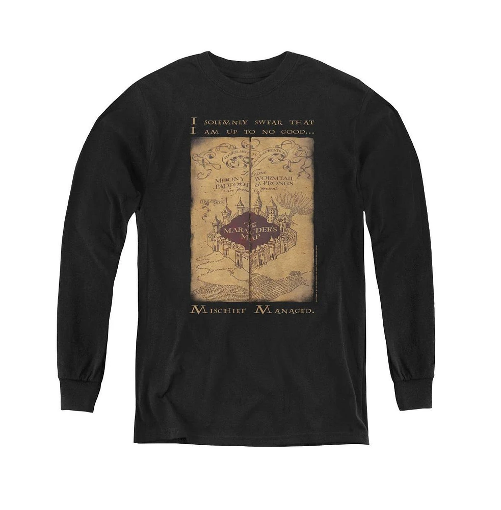 Harry Potter Boys Youth Marauders Map Words Long Sleeve Sweatshirts