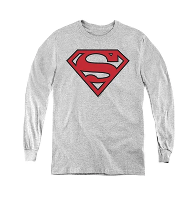 Superman Boys Youth Red & Shield Long Sleeve Sweatshirts