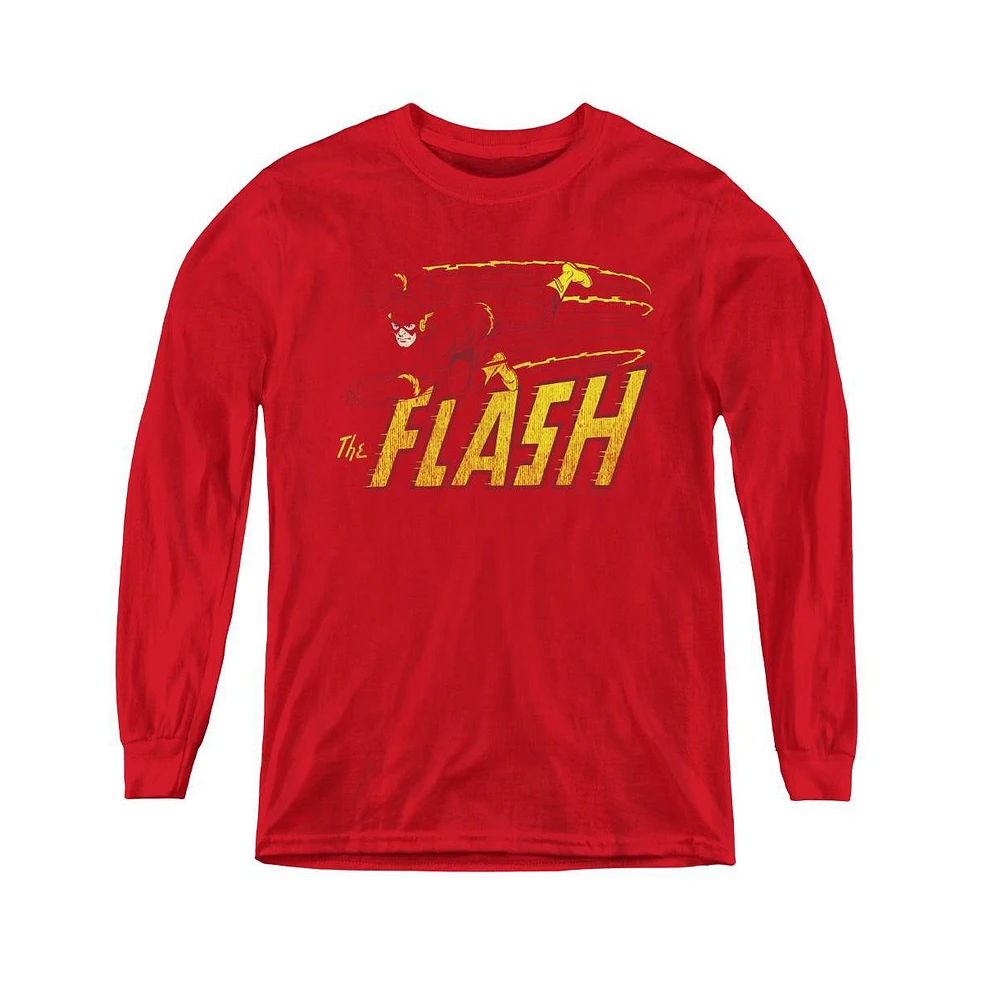 Flash Boys Dc Youth Comics Speed Distressed Long Sleeve Sweatshirts