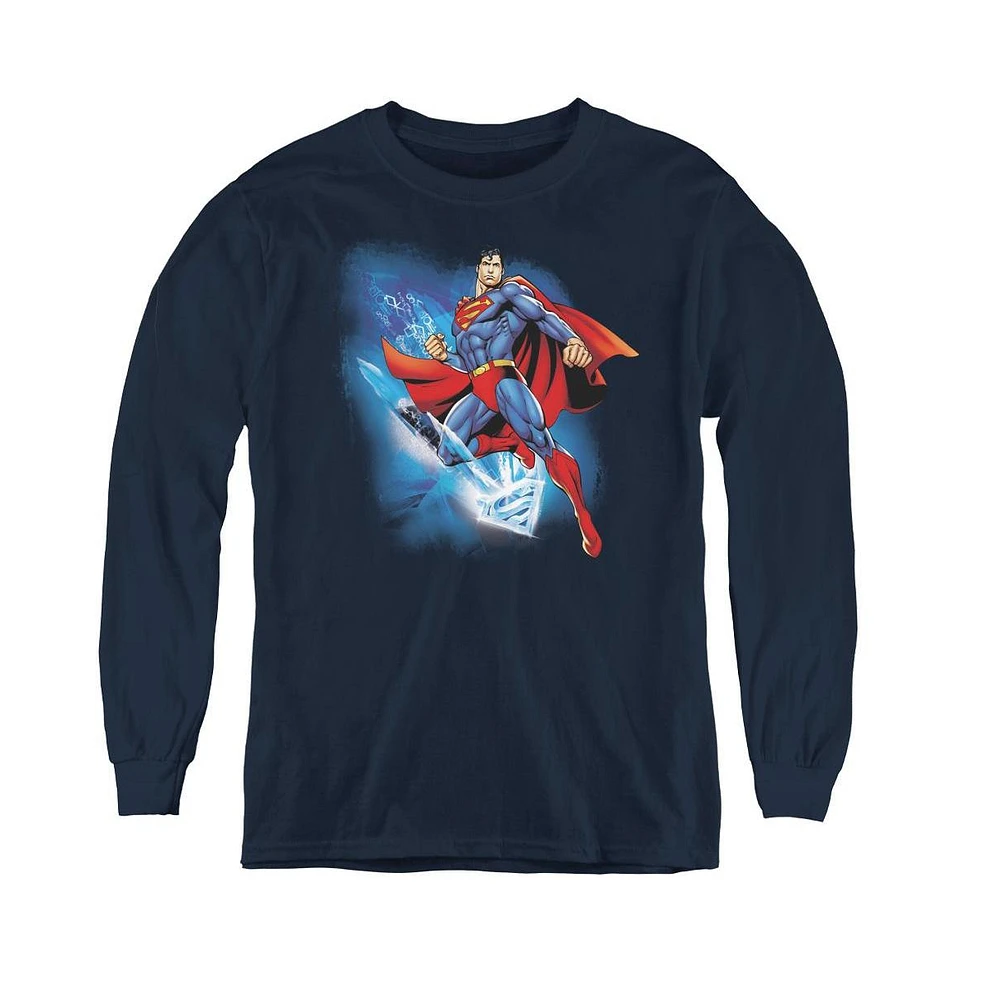 Superman Boys Youth Crystallize Long Sleeve Sweatshirts