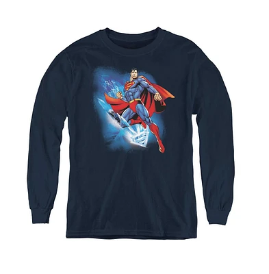 Superman Boys Youth Crystallize Long Sleeve Sweatshirts