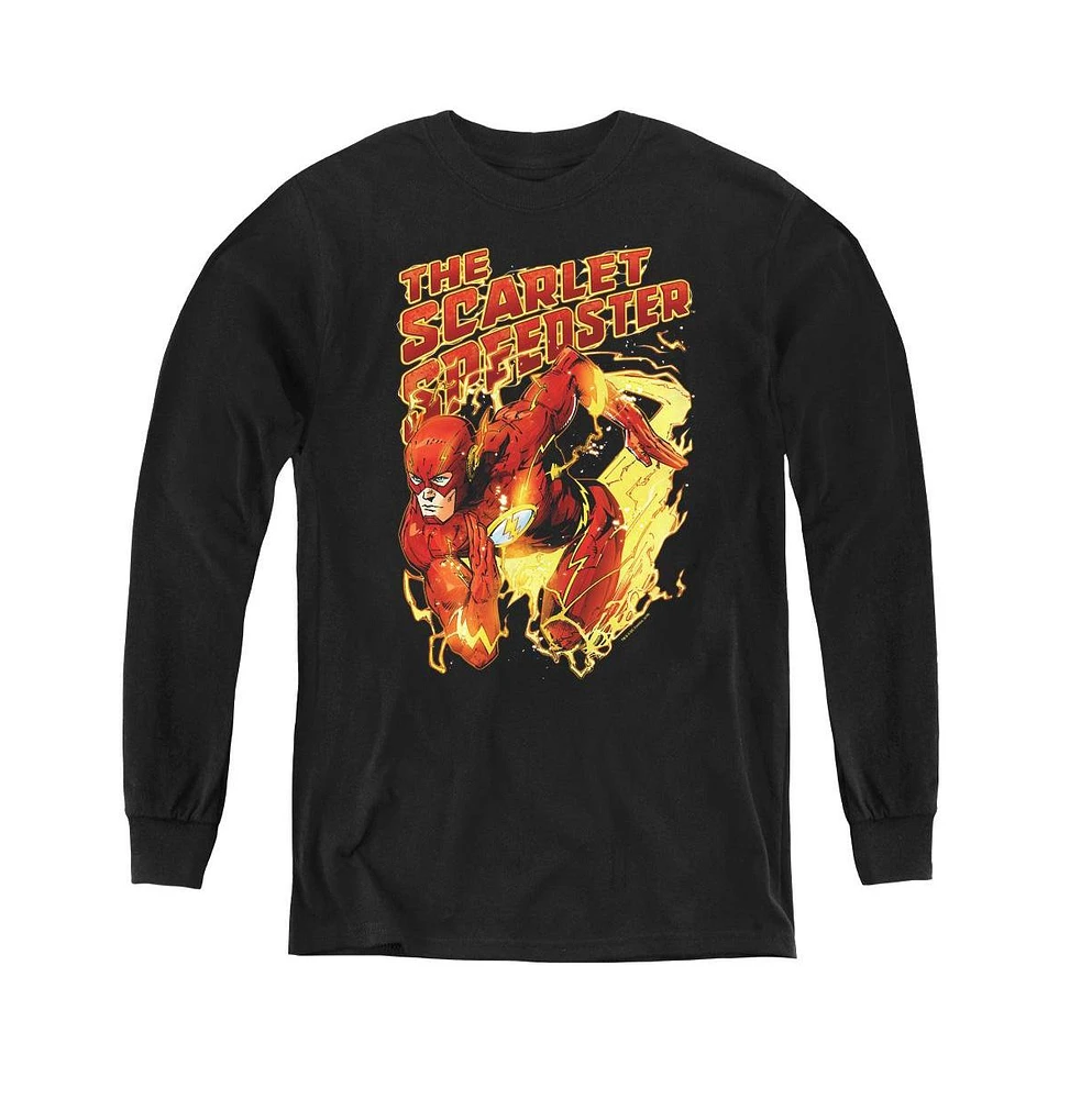 Justice League Boys of America Youth Scarlet Speedster Long Sleeve Sweatshirts