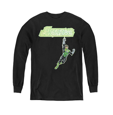 Green Lantern Boys Youth Energy Construct Logo Long Sleeve Sweatshirts