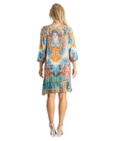 La Moda Clothing Women's Boho Queen Short V-neck Dress