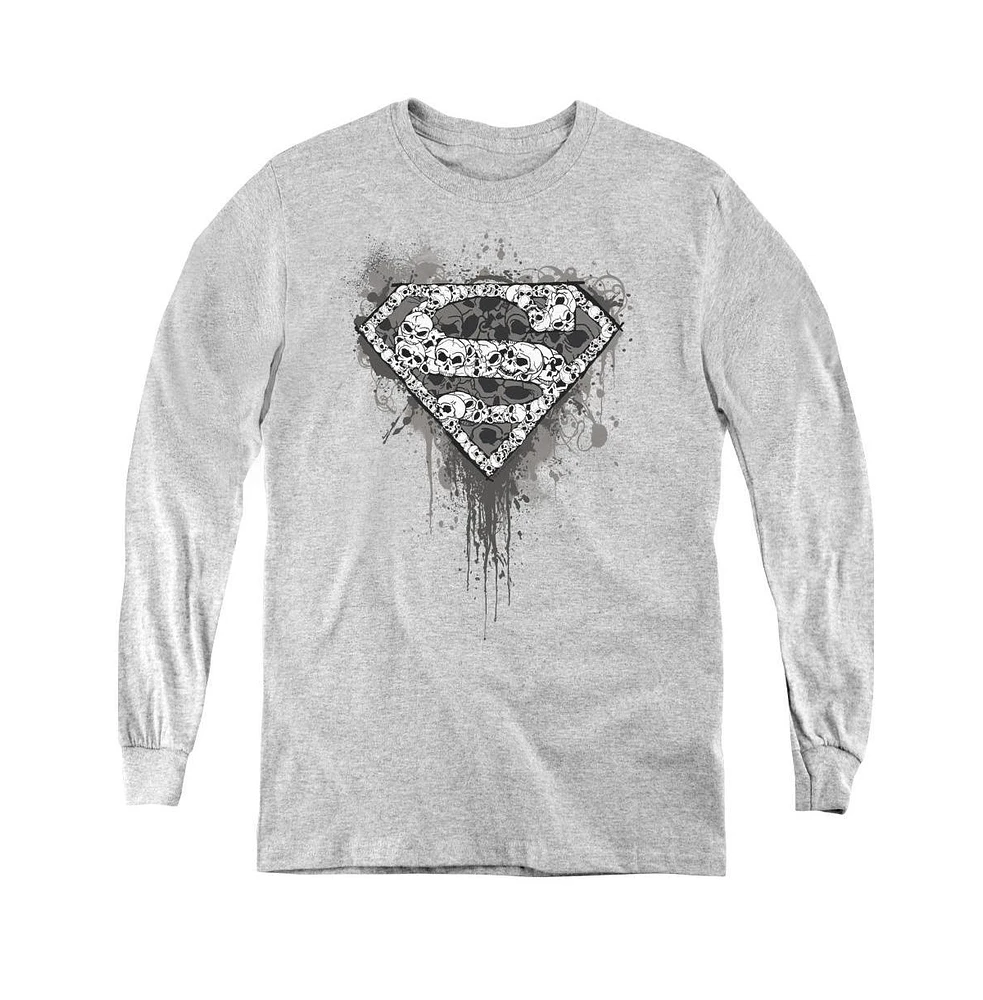 Superman Boys Youth Many Super Skulls Long Sleeve Sweatshirts