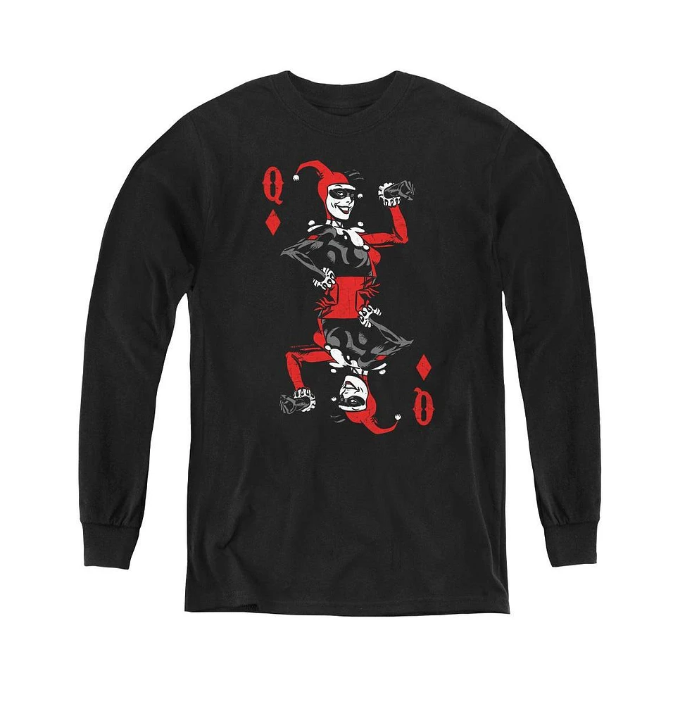 Batman Boys Youth Quinn Of Diamonds Long Sleeve Sweatshirts