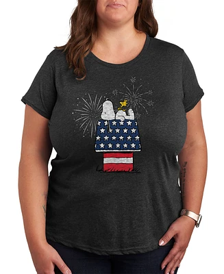 Hybrid Apparel Trendy Plus Snoopy & Woodstock 4th of July Graphic T-Shirt