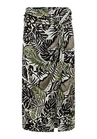 Olsen Women's Satin Effect Midi Skirt with Leaf Print