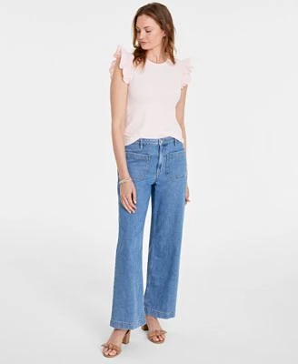 On 34th Womens Ruffle Sleeve Top Patch Pocket Wide Leg Jeans Stackable Bracelets Created For Macys