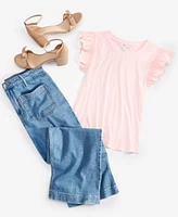 On 34th Womens Ruffle Sleeve Top Patch Pocket Wide Leg Jeans Stackable Bracelets Created For Macys