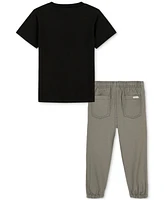 Calvin Klein Toddler Boys Short-Sleeve Classic Logo T-Shirt & Twill Jogger Pants, 2 Piece Set