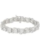 Arabella Cubic Zirconia Mixed Cut Cluster Tennis Bracelet in Sterling Silver