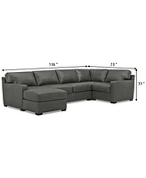 Radley 136" 4-Pc. Leather Square Corner Modular Chaise Sectional, Created for Macy's