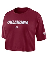 Nike Women's Crimson Oklahoma Sooners Wordmark Cropped T-Shirt