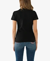 True Religion Women's Short Sleeve Crystal Wing Crew Tee