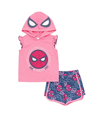 Spider-Man Girls Spiderman Spidey and His Amazing Friends Cosplay Tank Top Dolphin Active French Terry Shorts Outfit Set