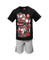 Marvel Boys Spidey and His Amazing Friends Miles Morales T-Shirt Mesh Shorts Outfit Set Black/Gray