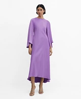 Mango Women's Flared-Sleeve Satin Dress