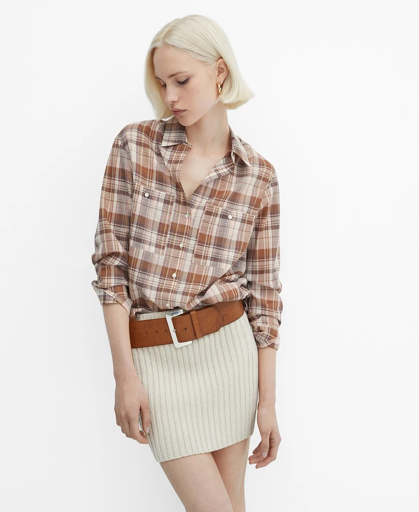 Mango Women's Chest-Pocket Check Shirt