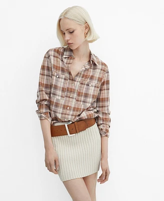 Mango Women's Chest-Pocket Check Shirt