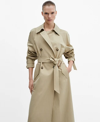 Mango Women's Double-Breasted Cotton Trench Coat