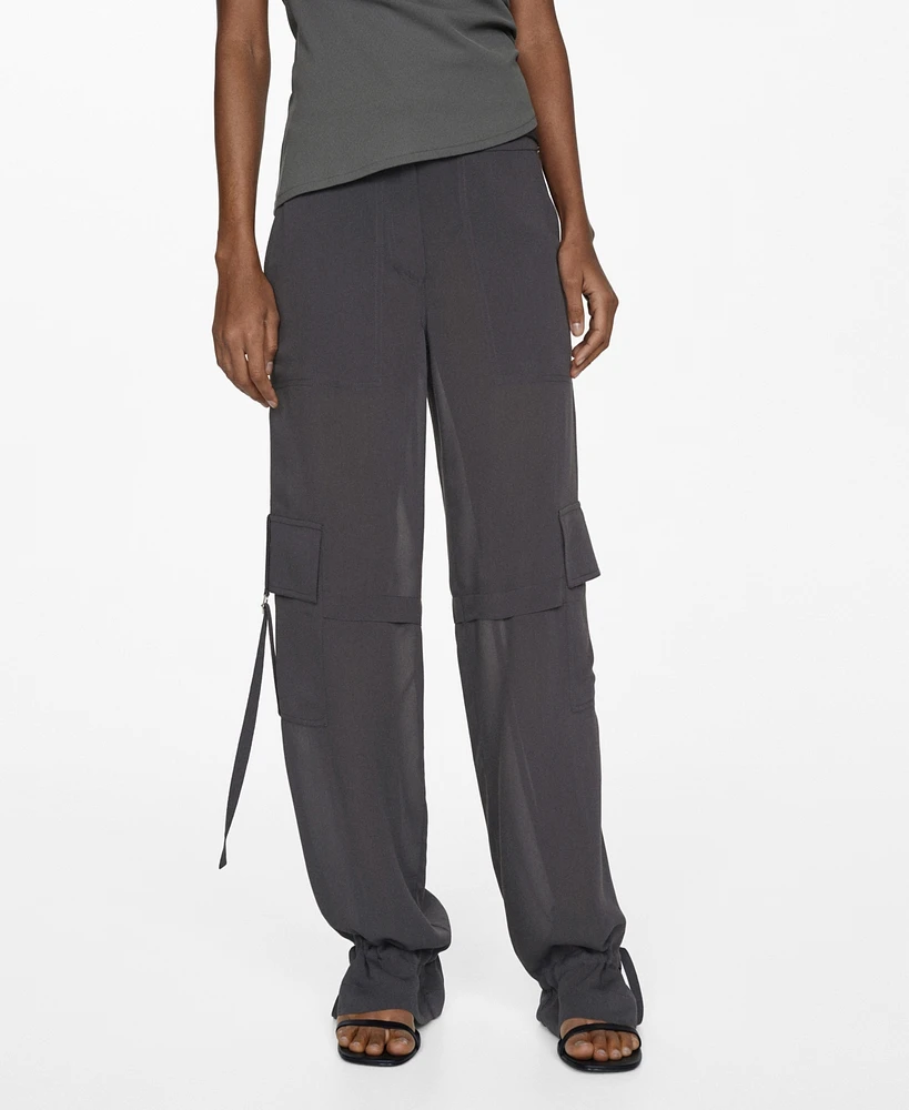 Mango Women's Metallic Details Cargo Pants